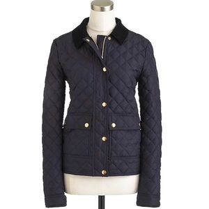 J. Crew navy blue quilted down jacket